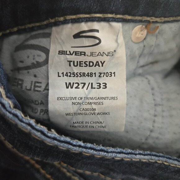 Silver Tuesday Bootcut Women's Distressed Blue Jeans Size 27x33 - Picture 16 of 16